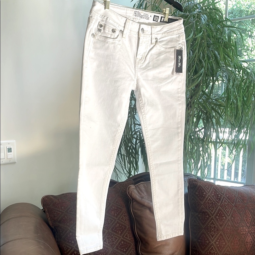 Miss Me White Denim with Silver Accents